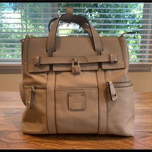 Henri Bendel Jetsetter Backpack in beige leather.  Lightly used.